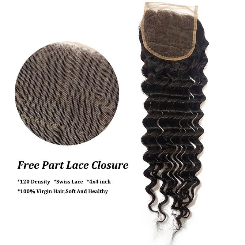 Deep Wave Idolra Virgin Hair Lace Closure Free Part 10in-20in Closure Free Shipping
